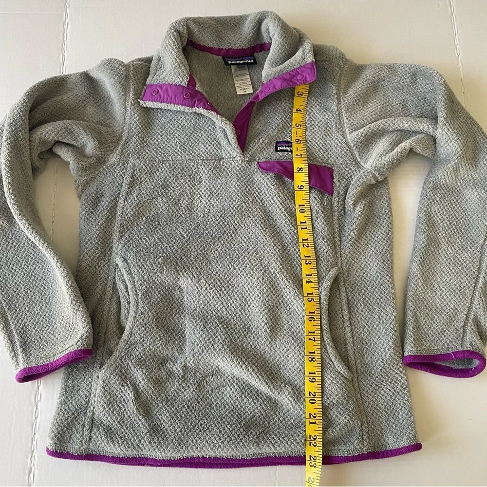 Patagonia Gray Fleece Pullover with Purple Accents - Picture 5 of 8